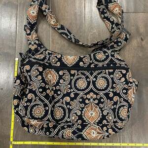 SOLD Vera Bradley Hannah Bag Cafe Latte Brown Black Quilted Crossbody Purse